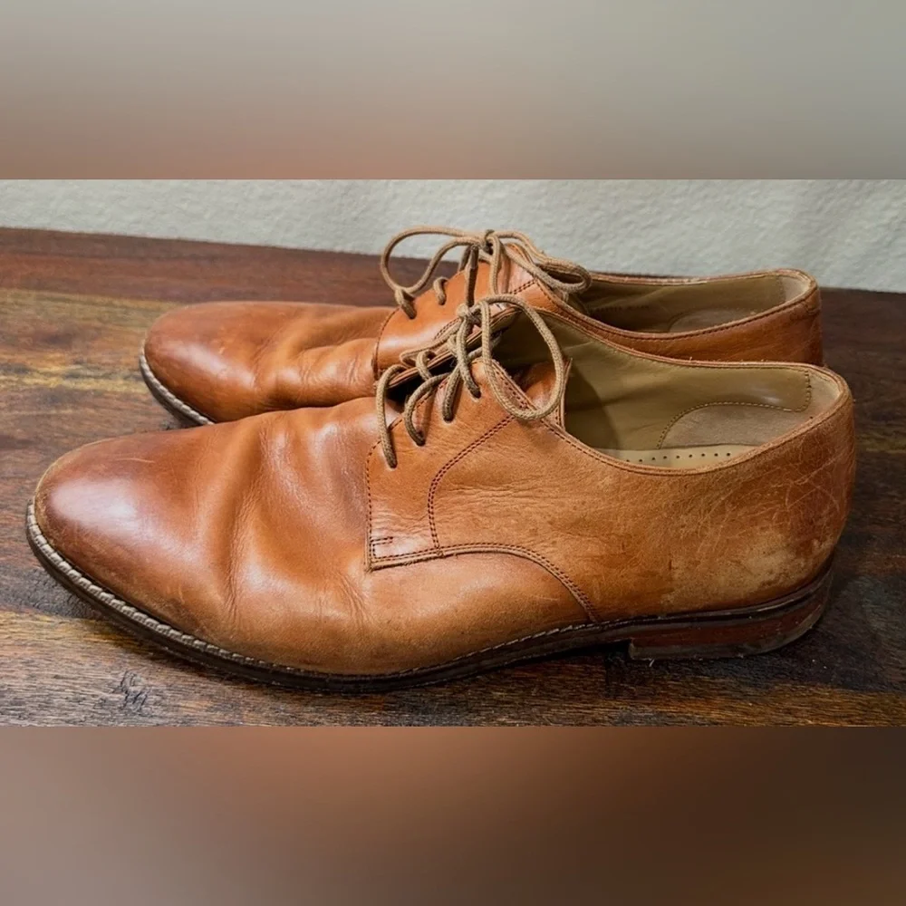 Vintage Cole Haan Tan Leather Plain Toe Oxford Dress‎ Shoes US Size 9.5W